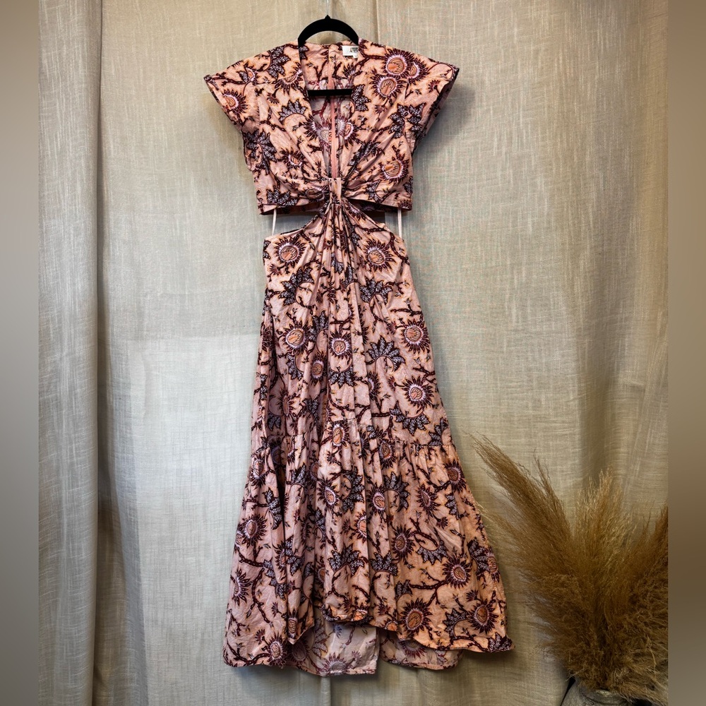 A.L.C. Alexandria Cotton Dress Salmon Red Floral Carlinal Print in Size 6 - Picture 8 of 13